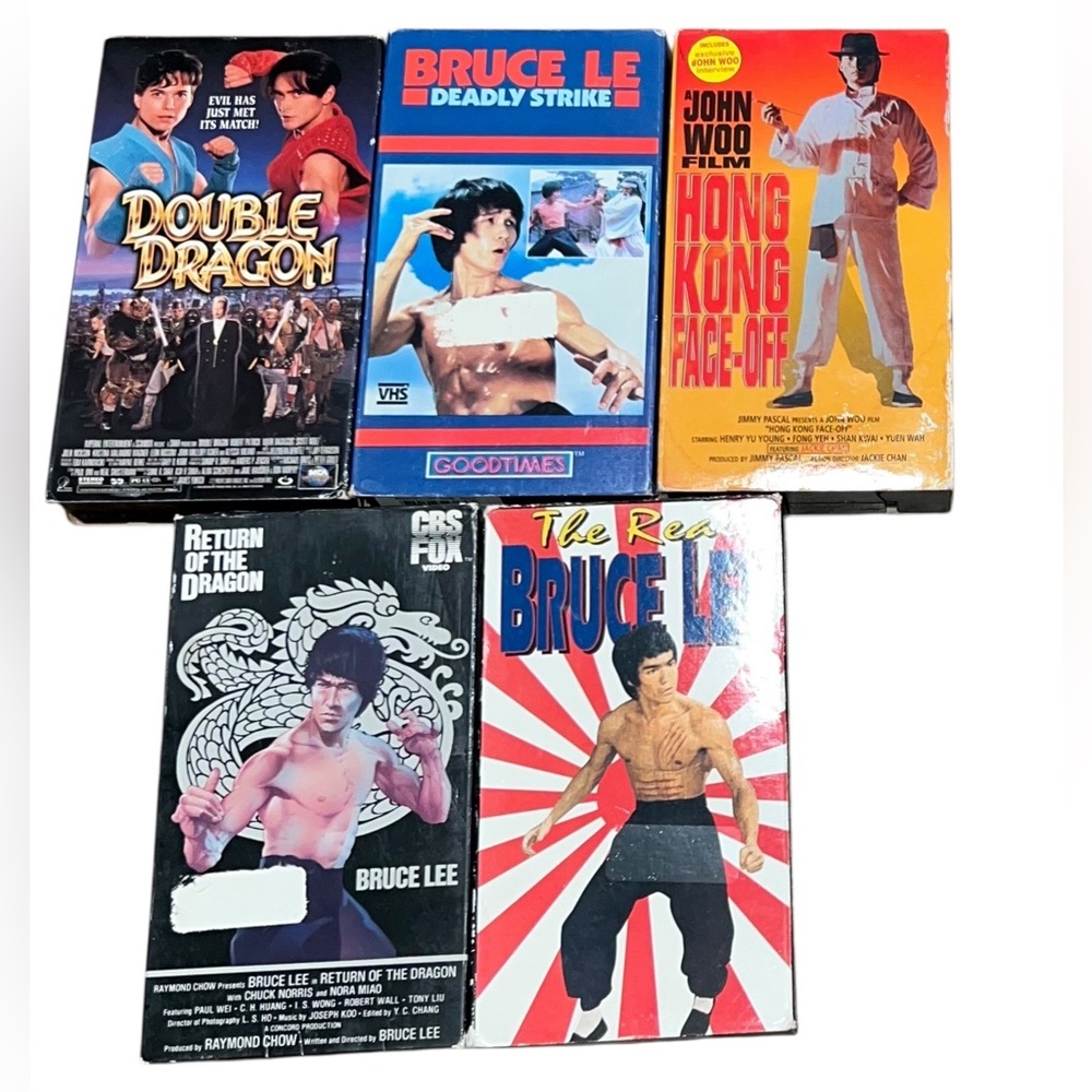 Lot of (5) Martial Arts VHS Tapes Double Dragon Bruce Le John Woo Bruce Lee